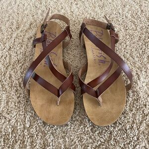 Blowfish Tan and Brown Strappy Sandals
